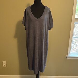 Gray V-Neck sweatshirt Dress